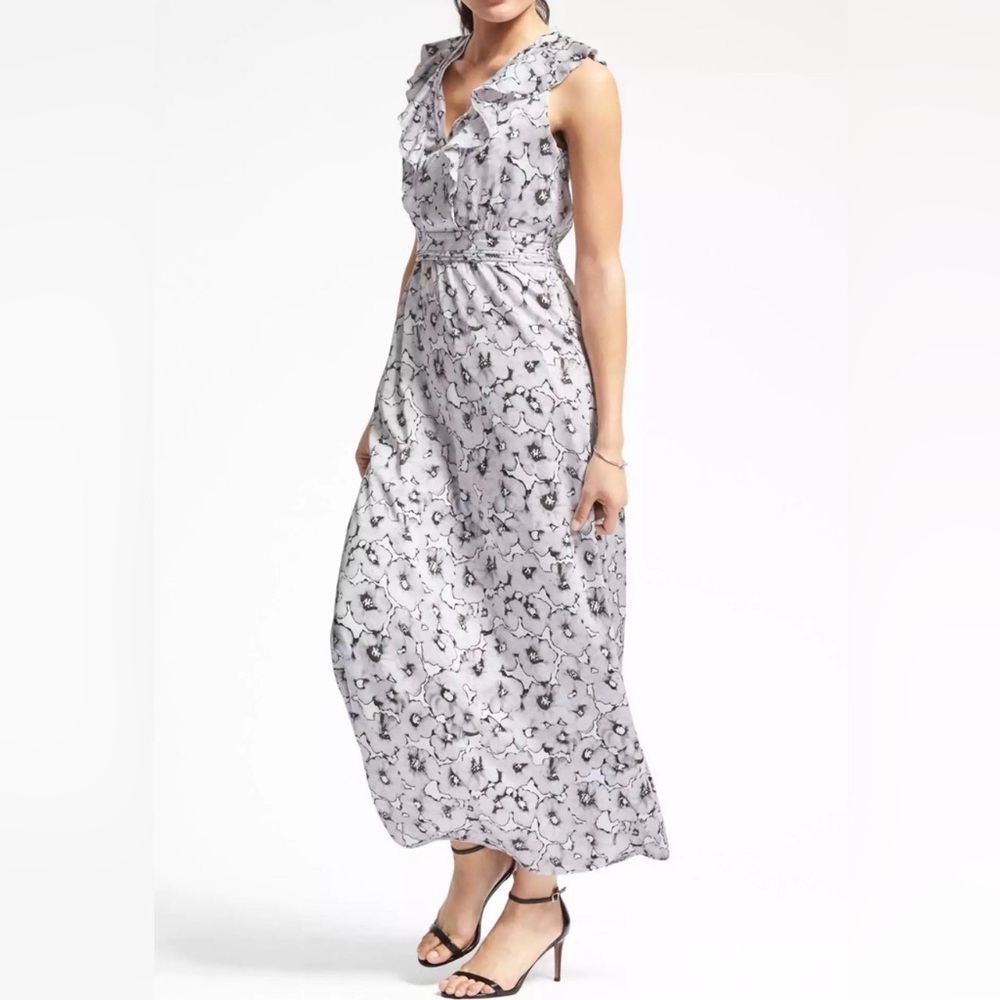 Banana Republic Black and White Floral Maxi Dress